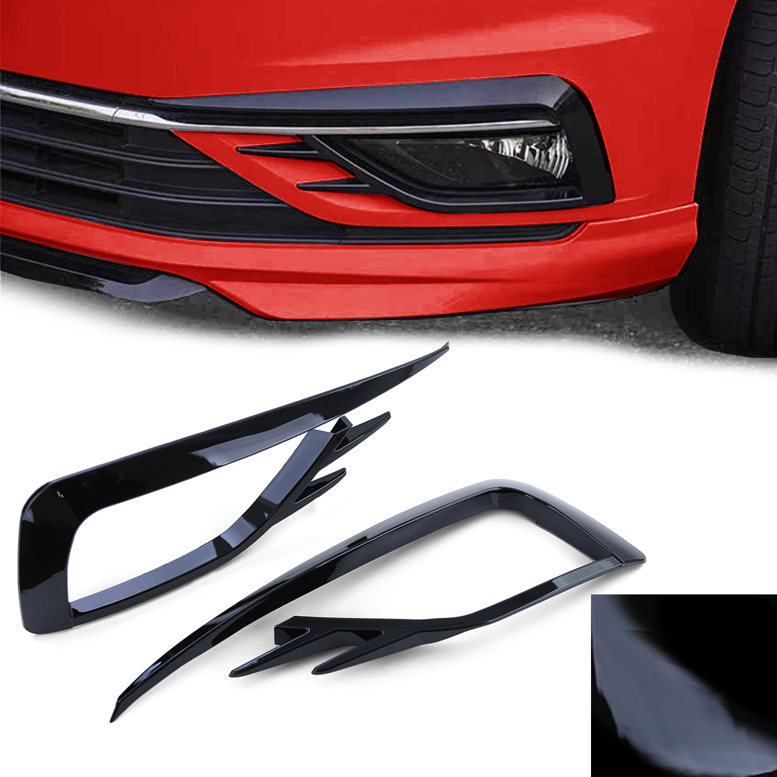 Nebelscheinwerfer Rahmen Gitter GTI Look Schwarz Glanz für VW Golf 7 12-16  – DMV Autoglas & Teile KG